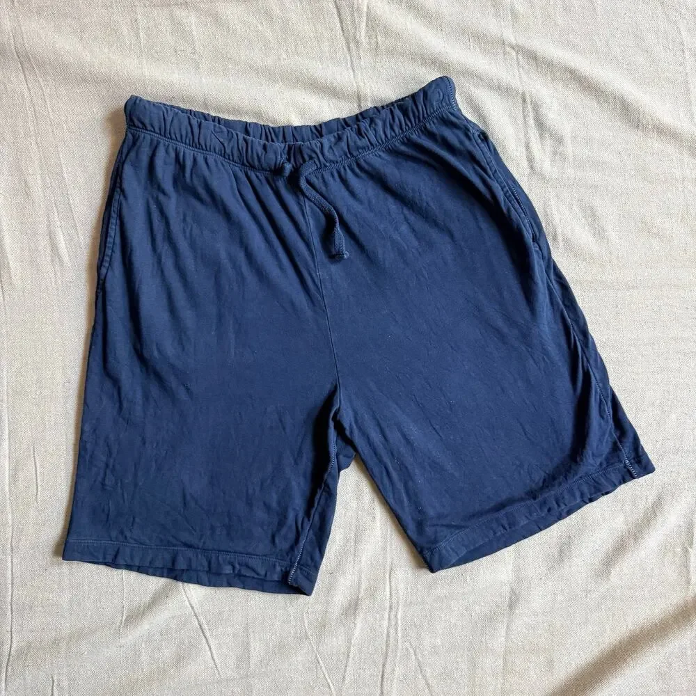 M. Singer Lounge Shorts Men's Large Made in USA Blue Drawstrings Cotton Gymcore